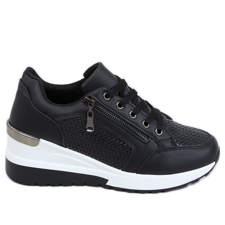 Crne MY-2716 Crne sportske cipele na skrivenoj klinnoj peti crno