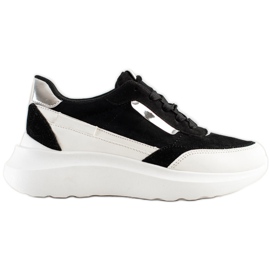 SHELOVET Elegantne tenisice od antilopa bijela crna