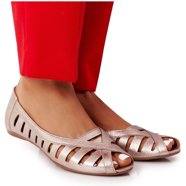 Kožne Maciejka Zlatne balerinke 04506-25 zlatna