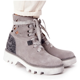 Ažurirane čizme od antilopa Maciejka Siva 05033-03 višebojan