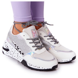 NEWS Ženske tenisice na klin bijele s brokatom Avery bijela