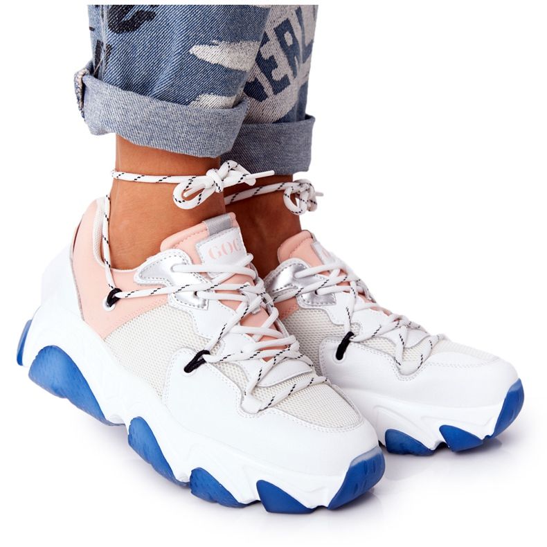 Sportske cipele s velikim potplatom GOE HH2N4034 Bijelo-ružičasta bijela