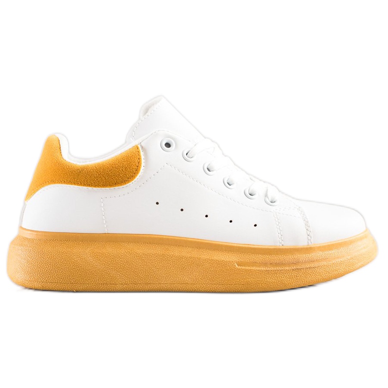 SHELOVET Tenisice na žutoj platformi bijela žuta boja