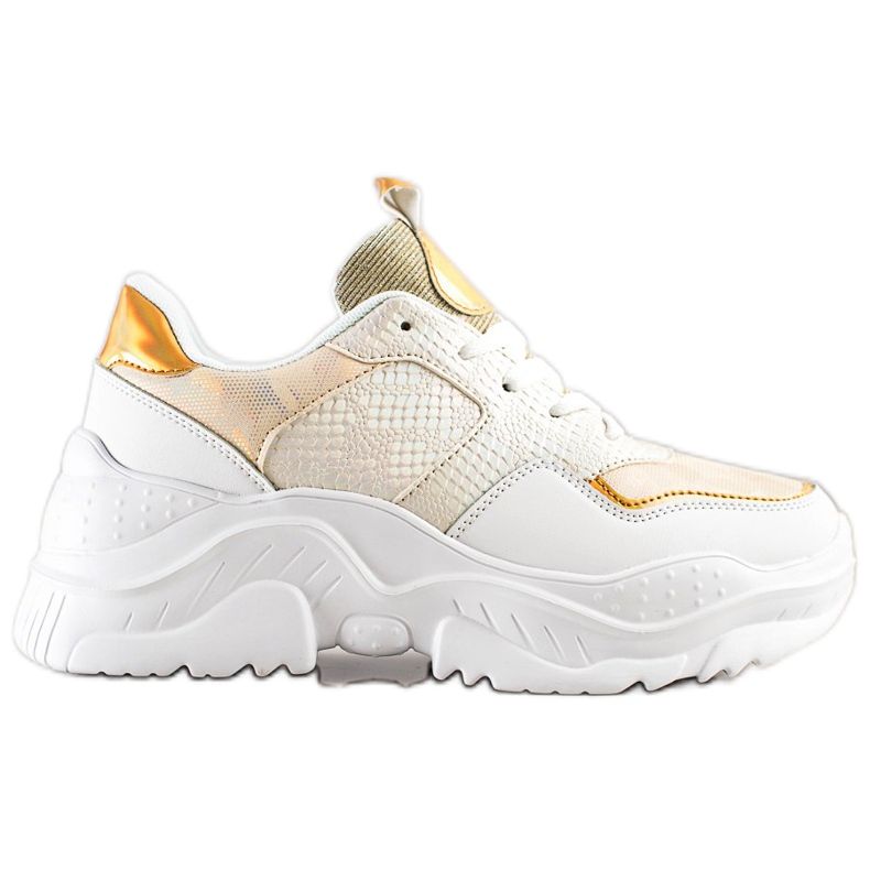 Weide Tenisice od eko kože sa zmijskim printom bijela zlatna