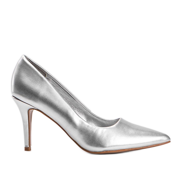 Srebrne pumpe od eko kože Ally srebro