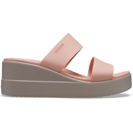 Crocs ženske papuče Brooklyn Mid Wedge Pink-Beige 206219 6RL ružičasta