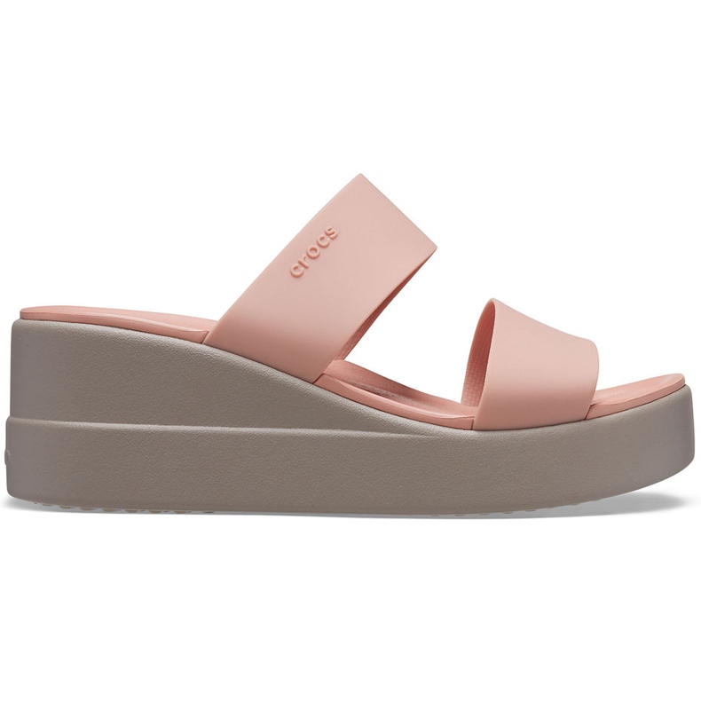 Crocs ženske papuče Brooklyn Mid Wedge Pink-Beige 206219 6RL ružičasta