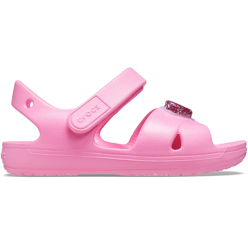 Crocs dječje sandale Classic Cross Strap Charm pink 206947 669 ružičasta