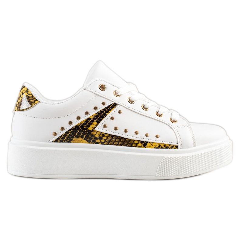 SHELOVET Bijele tenisice na platformi bijela crno žuta boja