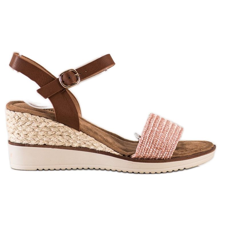 Evento Lagane pletene sandale smeđa ružičasta