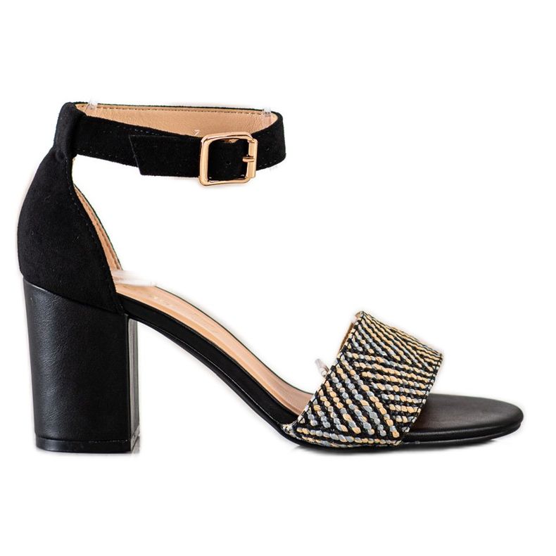 Evento Pletene sandale na visoku petu bež crno