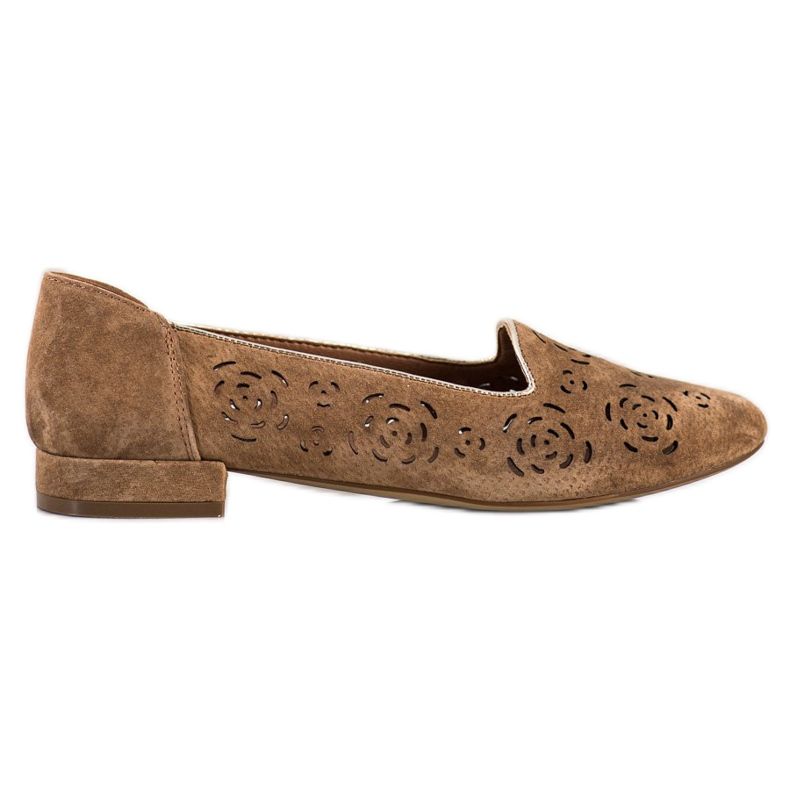 Kožne pumpe s ružama Sergio Leone smeđa