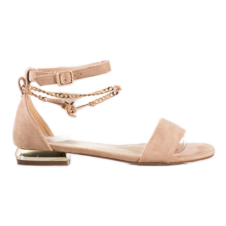 Sandale s ukrasnim lancem VINCEZA smeđa