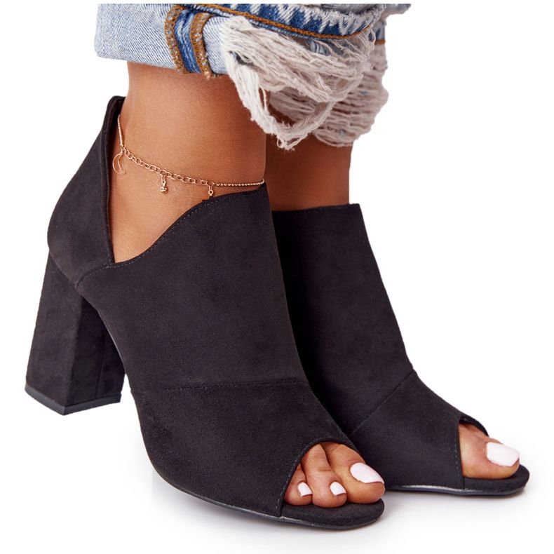 Proljetne čizme od antilopa na postu Vinceza 21-17095 Crna crno