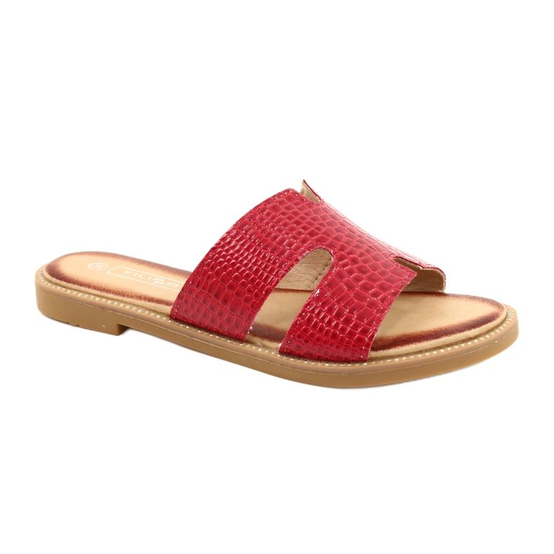 Filippo Ženski sjajni crveni lakirani flip flops crvena