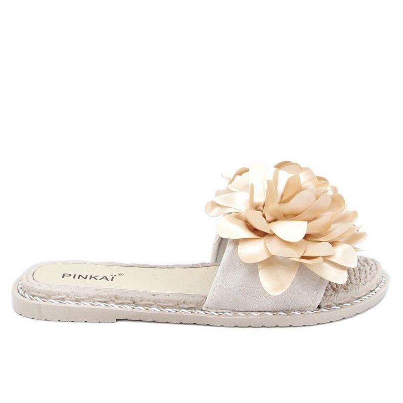 Ženske bež papuče s cvijećem LS005 Bež