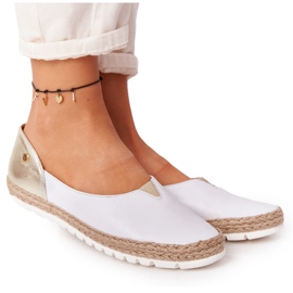 Kožne Maciejka 05056-11 bijele i zlatne balerinke bijela zlatna