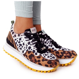 Sportske cipele od antilopa na platformi GOE HH2N4003 Smeđa bijela crna