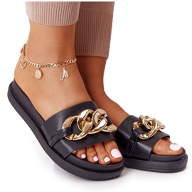 Crne papuče za platformu za odmor s lancem crna zlatni