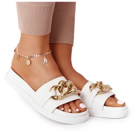 Papuče na platformi s lancem bijeli godišnji odmor bijela zlatni