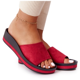 Papuče na klin Vinceza 21-17113 Crvene crna crvena