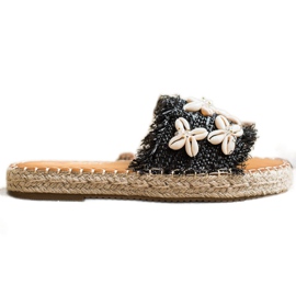 Seastar Espadrile, pletene japanke s školjkama bež crna