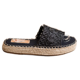 Seastar Espadrile japanke na platformi od slame crna