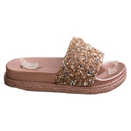 Seastar Modne papuče na platformi smeđa zlatni