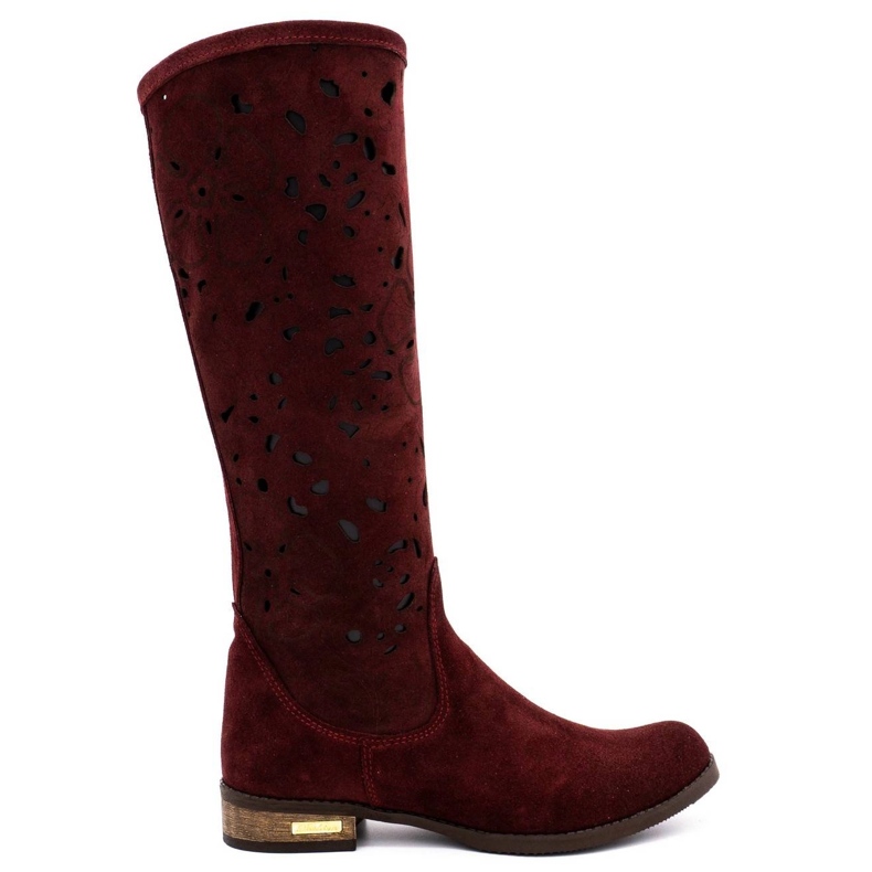 Olivier Ženske ažurne čizme Claret cvijeće crvena