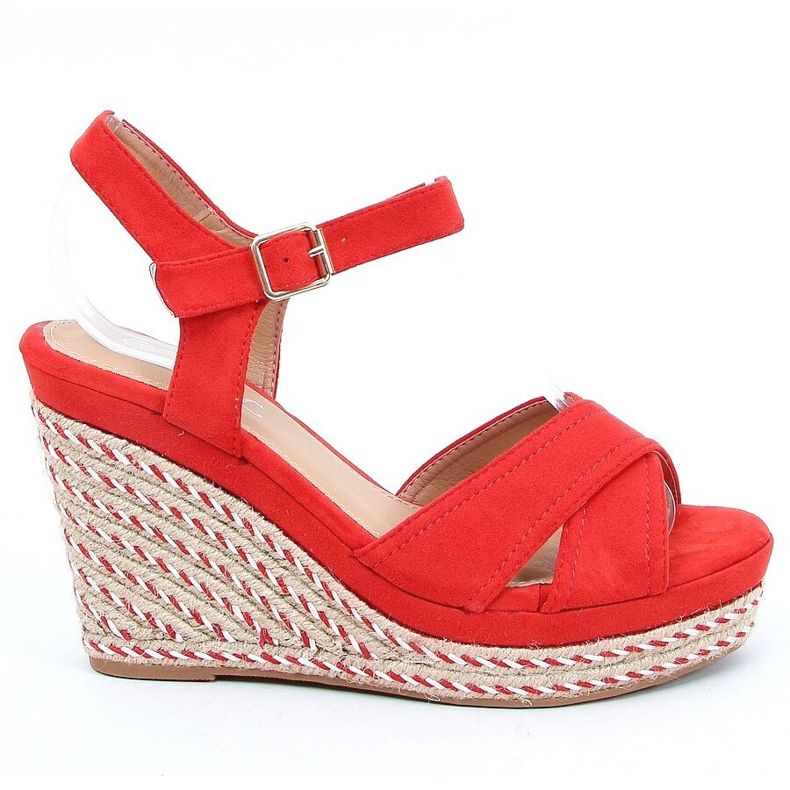 Crvene sandale na klin WH-255 Crvene crvena