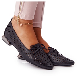 Ažurne mokasine na srebrnoj peti Vinceza 21-10602 Crna crno