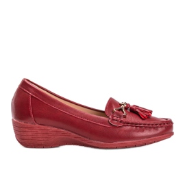 Burgundske natikače od eko kože na klin Anne crvena