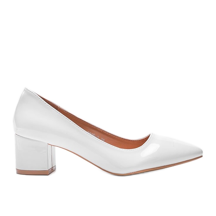 Bijele pumpe lakirane na bloku Eden bijela