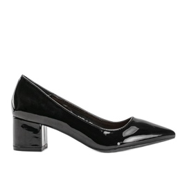 Crne pumpe lakirane na bloku Eden crna