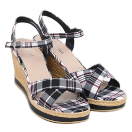 Crne Čekirane crne sandale A89937 Crne crna