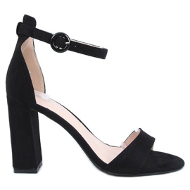 Crne sandale na visoku petu A12-06 Crna