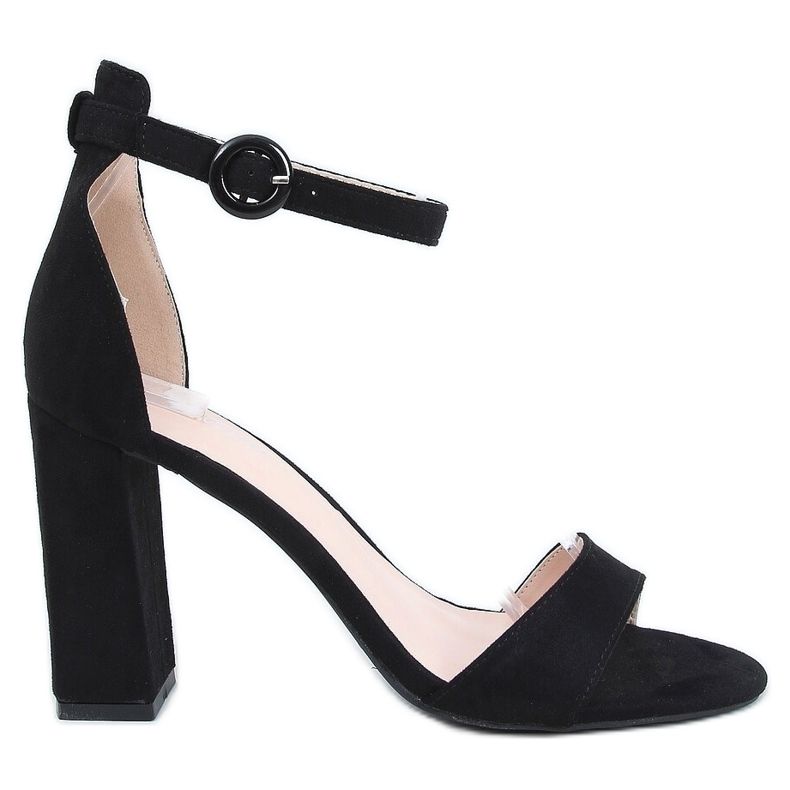 Crne sandale na visoku petu A12-06 Crna crno
