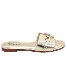 Zlatne papuče HY23-01 zlatne s lancem zlatni