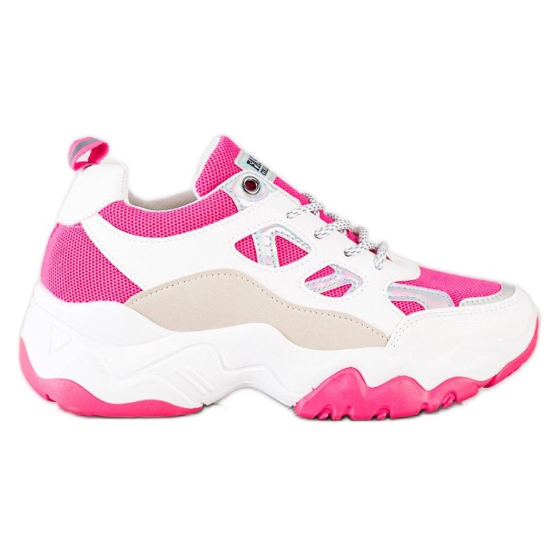 SHELOVET Modne tenisice na vezanje bež bijela ružičasta srebro