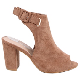 Sandale visoke potpetice deva 100-1001 SA-2 Camel smeđa višebojan