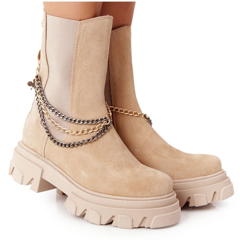 Lewski Shoes Suede Sztyblety Workery Lewski Cipele 2998-0 Pijesak bež raznobojna
