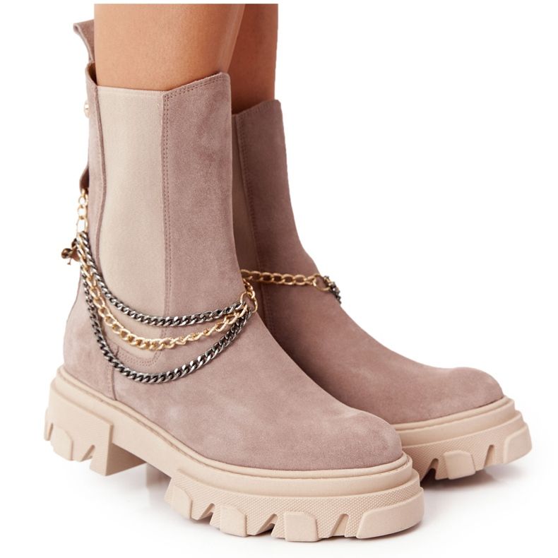 Lewski Shoes Suede Chelsea Čizme Workery Lewski Cipele 2998-0 Bež