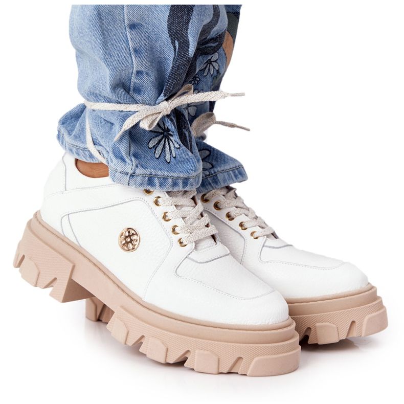 Lewski Shoes Kožne cipele Oxfords Lewski 3011-0 Bijele bijela