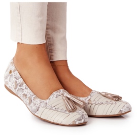 Kožne balerinke s resama Maciejka 04016-25 Bež-zlatna zlatni