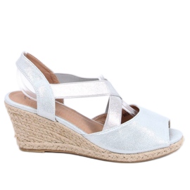 Srebrne sandale espadrile na klinovima srebrne 9R38 Srebrne srebro