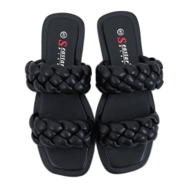 Crne JH200 Crne papuče s pletenim prugama crno