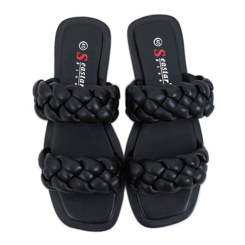 Crne JH200 Crne papuče s pletenim prugama crno