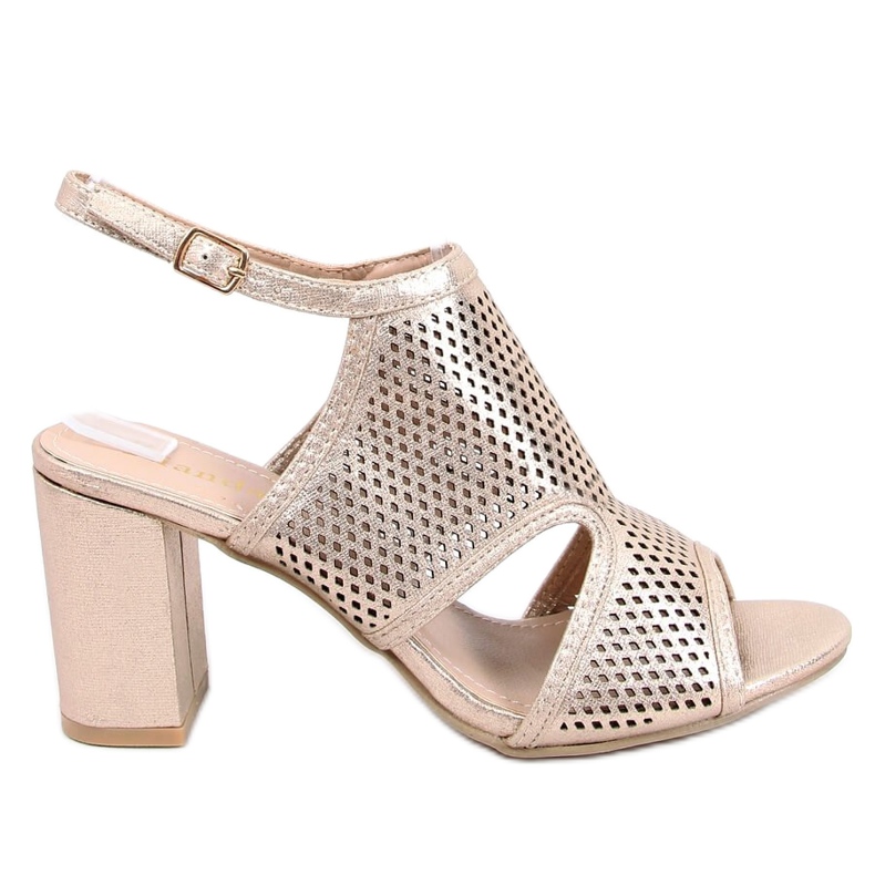 Zlatne sandale na visoku petu F1877 Gold zlatna