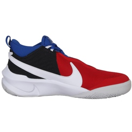 Nike Team Hustle D 10 Big Basketball Shoe Jr CW6735 005 tenisica za košarku crvena, bijela, crvena, tamnoplava crvena