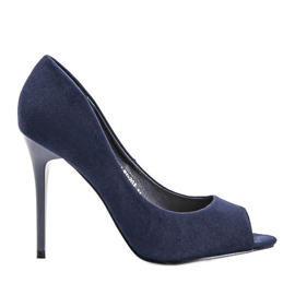 Tamnoplave pumpe na Janessa štikli tamnoplava